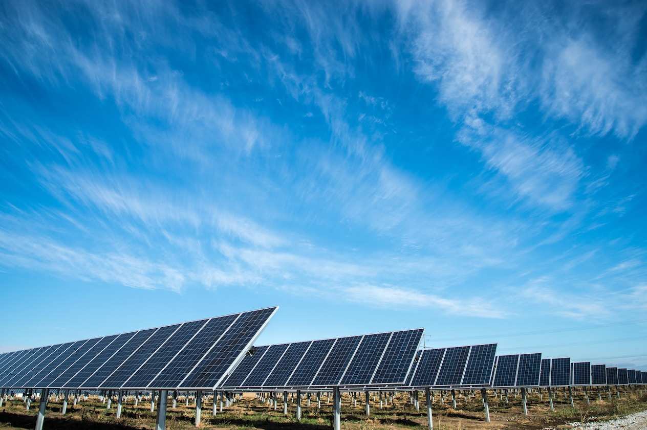 Solar panels on a hill